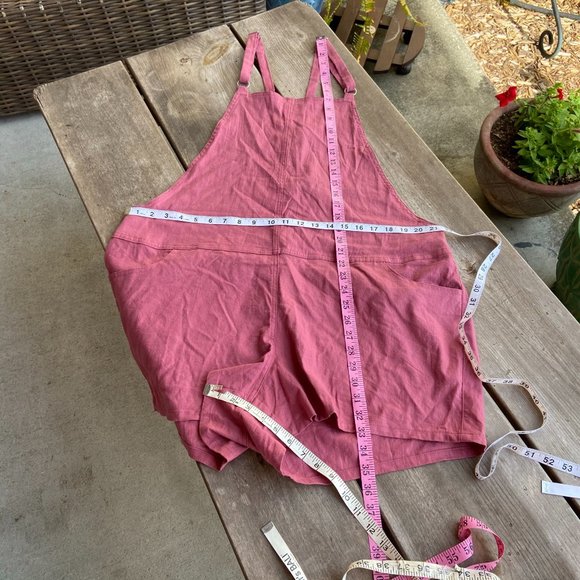 Torrid Stretch Linen Shortalls Pink Deco Rose NEW - Picture 9 of 10